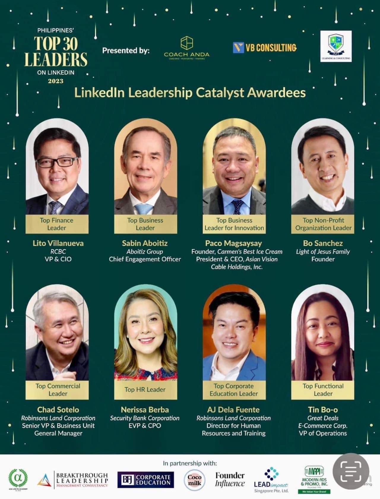 LinkedIn Leadership Catalyst Awardees featuring Coach AJ Dela Fuente