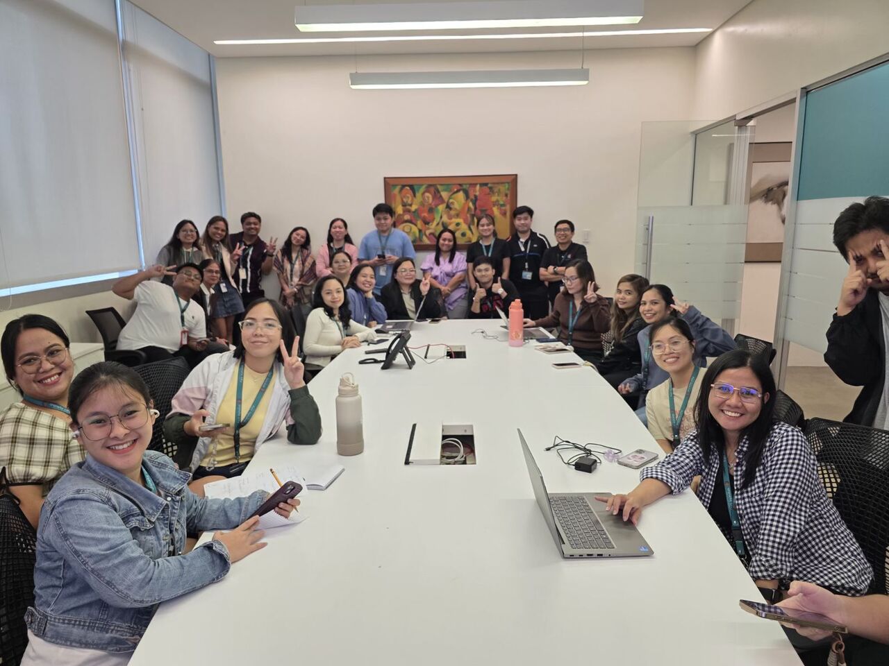 Team gathered around a conference table